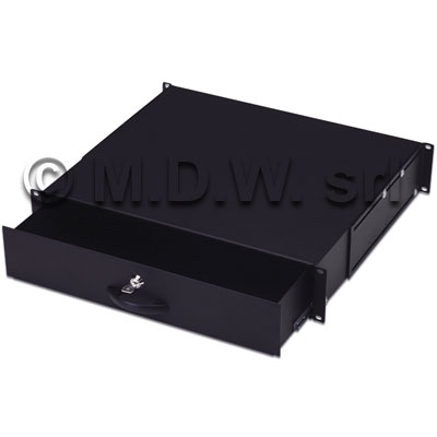 CASSETTO PER ARMADI RACK 19 CON SERRATURA, 2 UNITA', COLORE NERO...